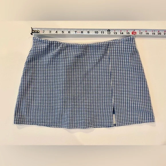 American Eagle Gingham Skort Plaid Navy White Checkered Mini Skirt Shorts Large - Picture 4 of 9